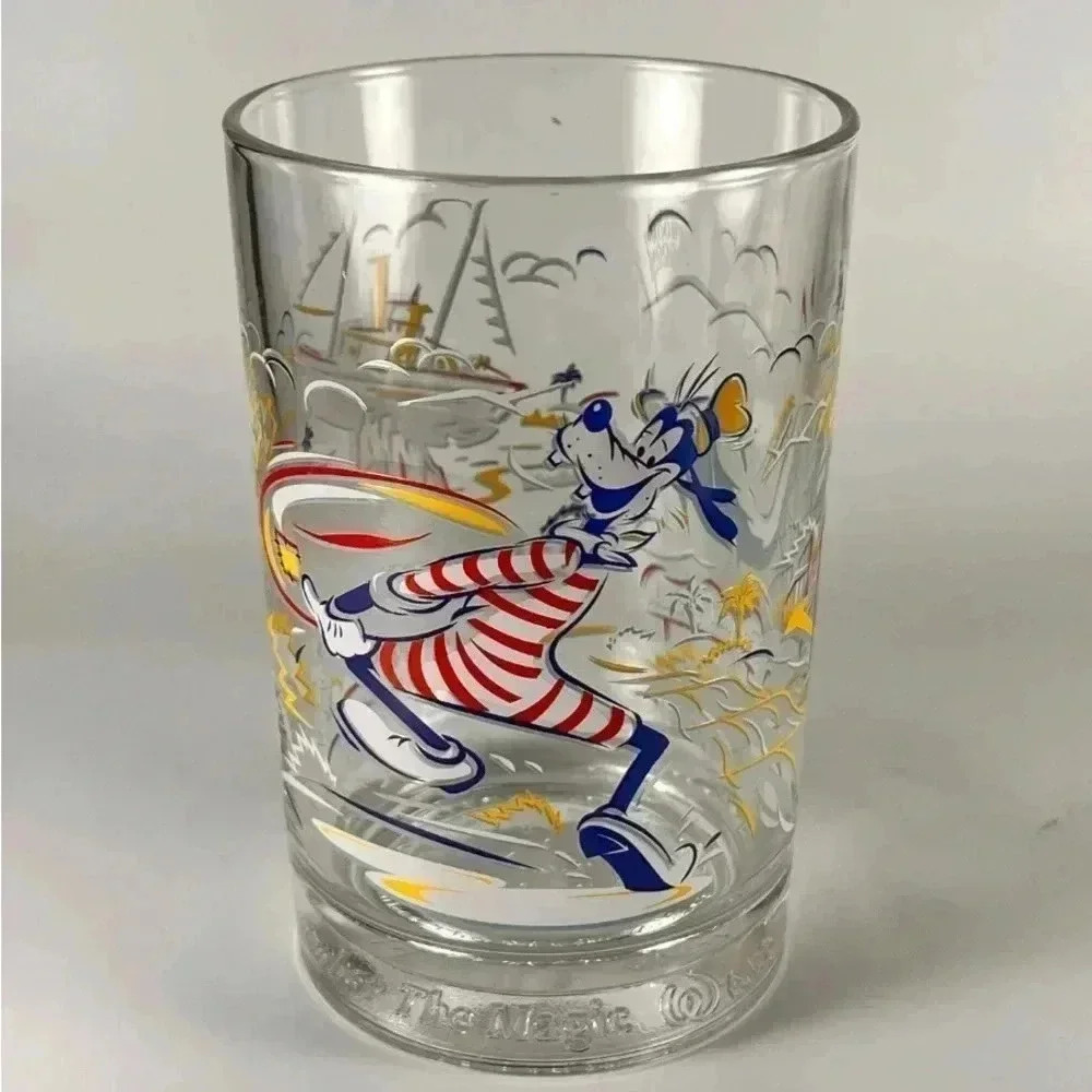 Disney Typhoon Lagoon Goofy Glass 25th Anniversary VTG. Chip(not Sharp) on base.